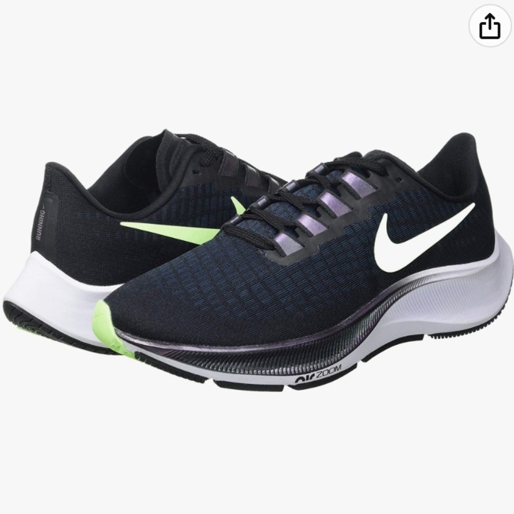 Nike Air Zoom Pegasus 37 Black‎ Green Men's Running Shoes Size 9 Lightweight